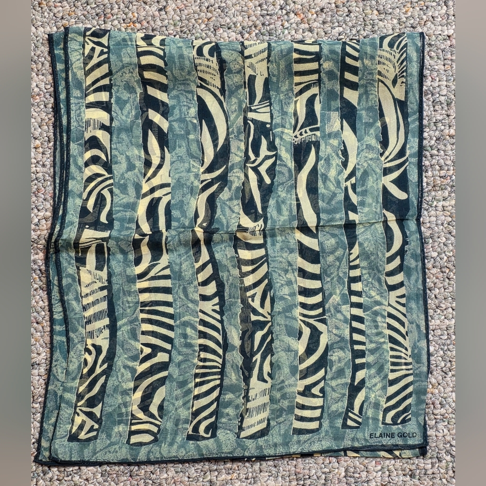 Elaine Gold for Collection XIIX Abstract Leaf Stripe Oblong Scarf